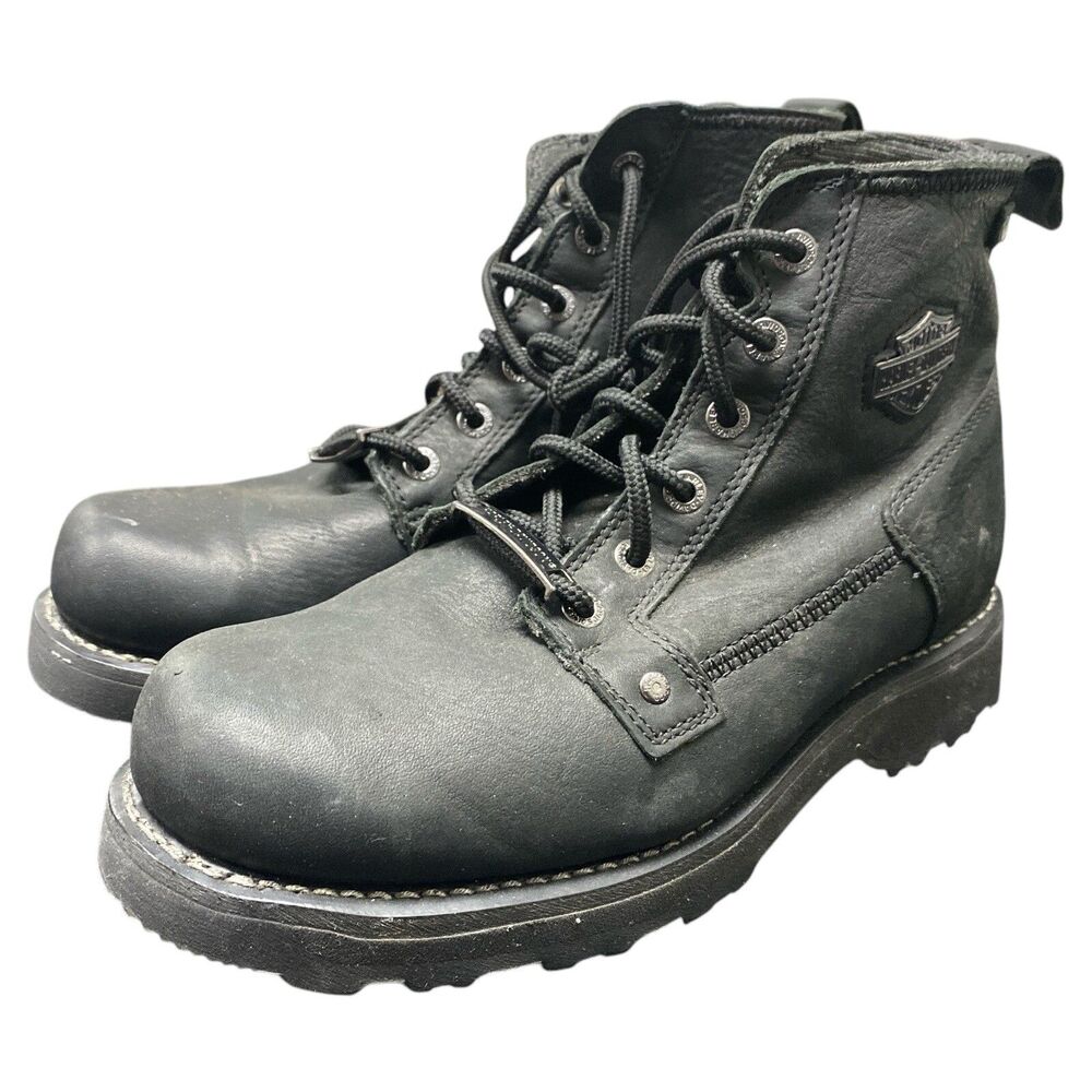 HARLEY DAVIDSON Griggs 9.5M Lace Up Black Leather Motorcycle Men Boots